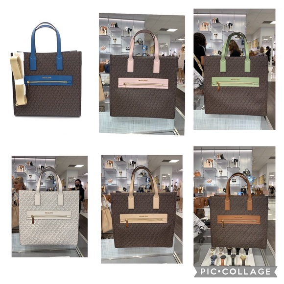 Michael Kors Handbags - Michael Kors Kenly Large North South Tote In Signature with multiple Colors